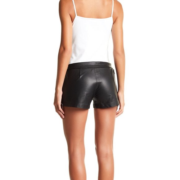 NWT David Lerner Black Leather Zip Shorts size S - Picture 2 of 8